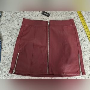 Express Mini Skirt Red Zip Up